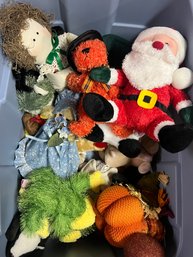 Rubbermaid Tub Filled With Stuffed Animals / Toys