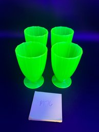 (4) Ultra Rare Jadeite Uranium Glass Goblets