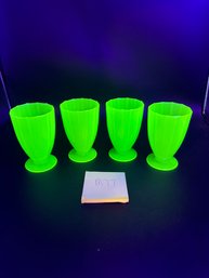 (4) Ultra Rare Jadeite Uranium Glass Goblets