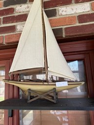 Antique Sail Boat Model Ship On Stand