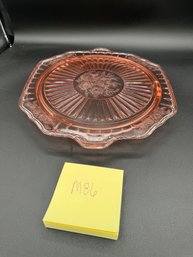 Pink Depression Glass Cake Plate