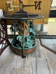 Copper Side Table With Water Fountain