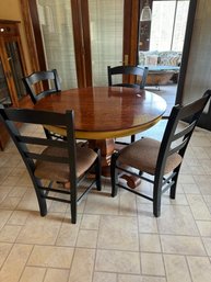 Round Wood Table And Arhaus Italian Chairs