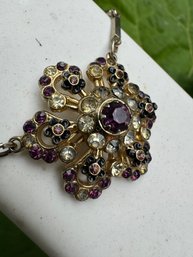 Vintage Floral Rhinestone & Enamel Necklace (lot# 14Sh)