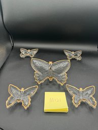 Vintage Butterfly Glass Dish Set