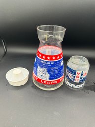 Vintage MCM Apollo 13 Carafe And Glass Tumbler