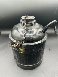 Large Black Antique Railroad Oil Can