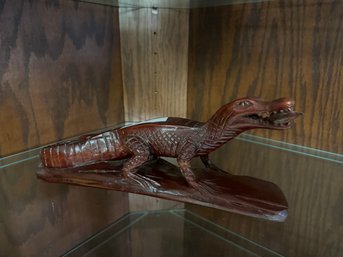 A. Chavez Artist Signed Carved Wood Alligator