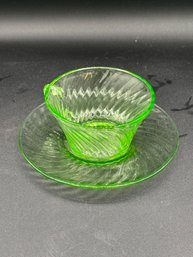 Magnificent Uranium Glass Cup & Saucer Set