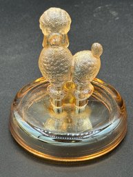 Vintage Glass Poodle Dog Lid Only