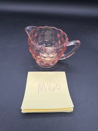 Vintage Jeanette Glass Cubist Pattern Pink Depression Glass Creamer