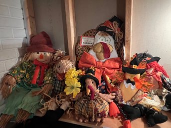 Thanksgiving Fall & Halloween Decor Lot With Scarecrows!