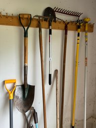 Large Lot Of Lawn Implements / Tools - Snow Shovel, Rake, Shovels & More!