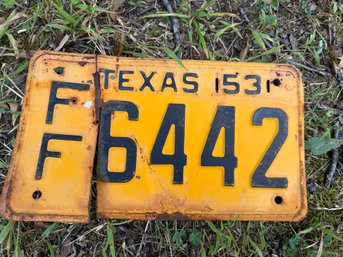 Vintage 1953 Texas License Plate