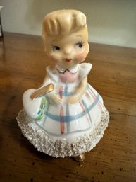 Vintage Porcelain Girl Bell Figurine