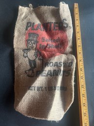 Vintage Planters Roasted 1 Pound Peanuts Burlap Sack / Bag