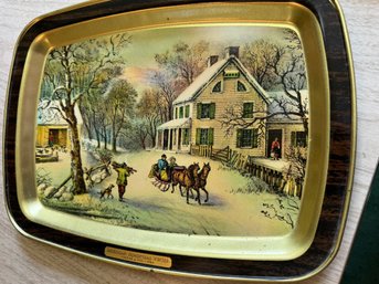 Vintage Currier & Ives 1868 American Homestead Winter Tray