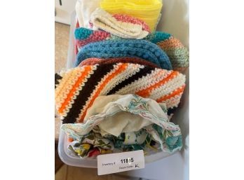 Lot Of Knitted Pot Holders And Kitchen Towels