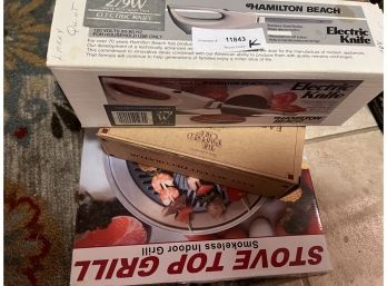Kitchen Lot - Pampered Chef Easy Accent Decorator, Stove Top Grill, & Electric Knife