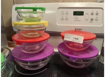 Lot Of Glass Bowl Storage Containers With Lids