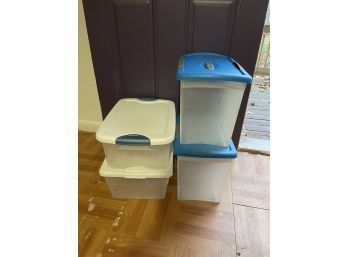 Lot Of 4 Storage Bins With Lids Craft Storage