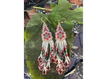 Amazing Glass Seed Bead Woven Dangle Hook Earrings