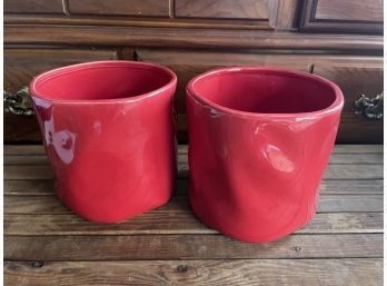 Two Red Ceramic Pots