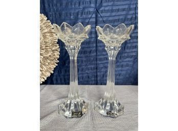 Pair Of Mikasa Leaded Crystal Glass Candle Holders