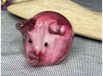 Pink Art Glass Pig Paperweight