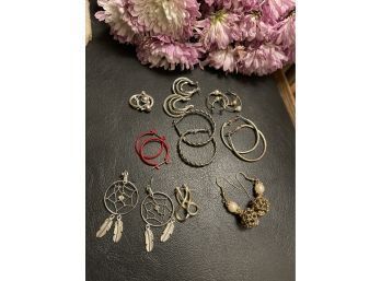 Lot Of Nine Pairs Of Pierced Earrings