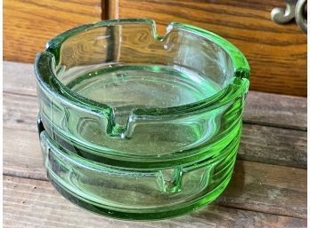 Lot Of Stacking Green Depression Glass Ash Trays