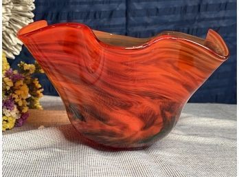 Artist Signed Blown Art Glass Studio Bowl D Horvath