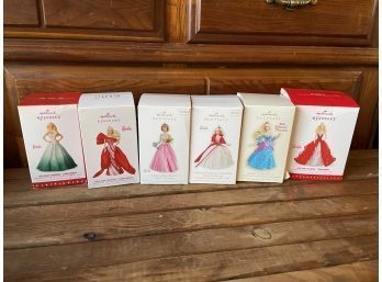 Lot Of Six Hallmark Barbie Ornaments In Original Boxes