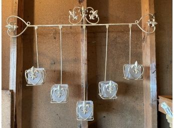 Candle Holder - Frosted Glass And Metal Wall Hanging