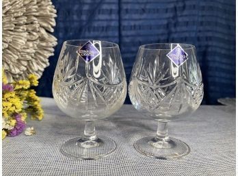 Set Of Two Footed Edinburgh Crystal Glasses / Stems