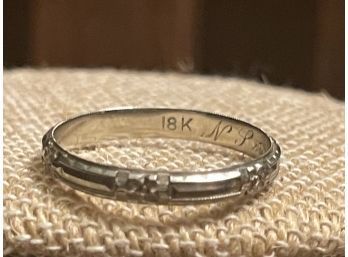 Vintage Solid 18k White Gold Wedding Band - Size 11.75 - Hallmarked 18k