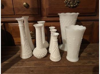 Vintage Milk Glass Vase Lot