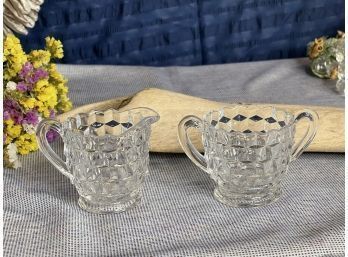 Fostoria American Glass Small Creamer And Sugar Set