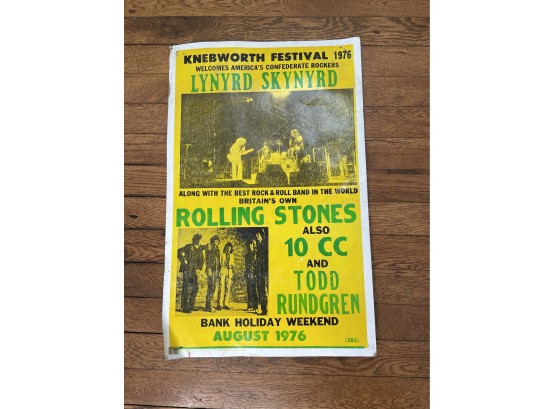 Rolling Stones 1976 Concert Poster Featuring Lynyrd Skynyrd