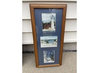 Jean Zito Watercolor Print Michigan Lighthouse Artist - Framed Artwork