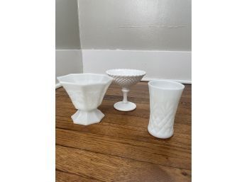 Milk Glass Lot Of Three