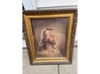 Kriebel & Bates 1941 Head Of Christ Framed Vintage Litho Christian Catholic Art