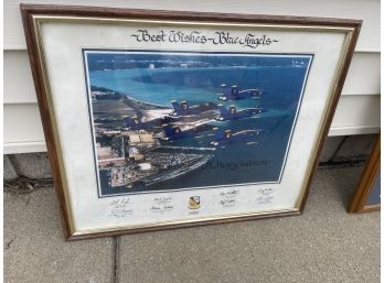 Framed Blue Angels Print 1988 Best Wishes Signed