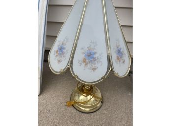 Vintage Floral Glass Panel Shade Table Lamp