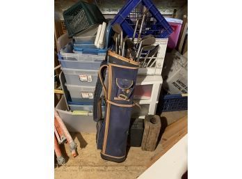 Antique Golf Clubs With Golf Bag