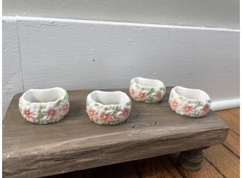 Napkin Rings With Pink Flowers Set Of Four