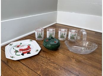 Christmas Lot Of Drinkware Plate