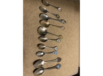 Lot Of Ten Vintage Souvenir Spoons