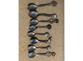 Lot Of Eight Vintage Souvenir Spoons