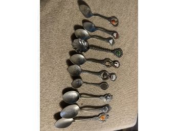 Lot Of Ten Vintage Souvenir Spoons